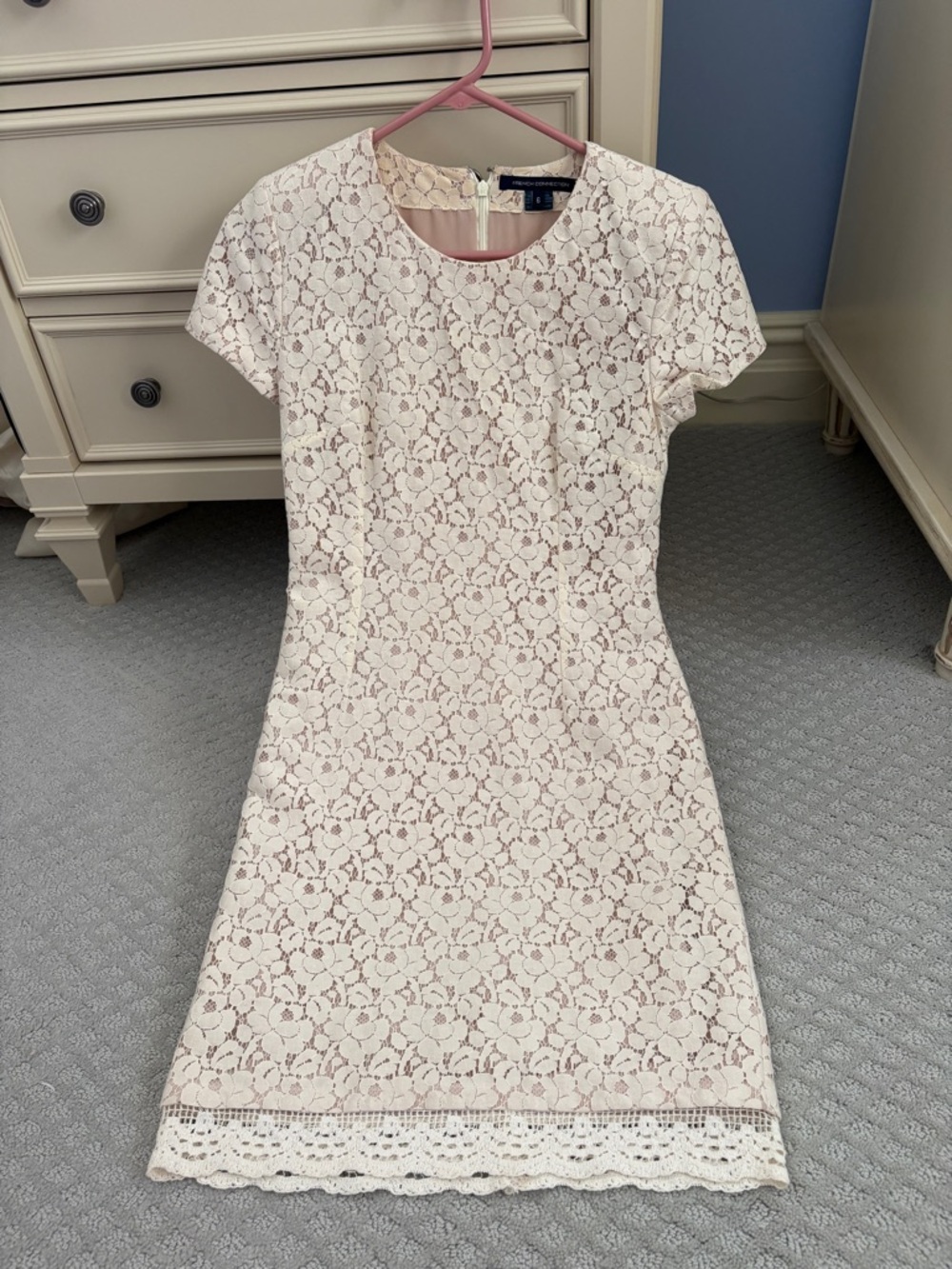 French Connection Cream Lace Mini Dress